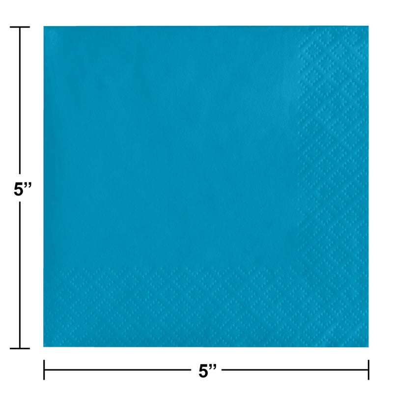 Creative Converting Touch of Color 2-Ply 50 Count Paper Beverage Napkins, Turquoise - Image 3